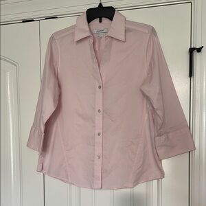 Women’s blouse, size M, pink, button down, 3/4 cuffed sleeve.